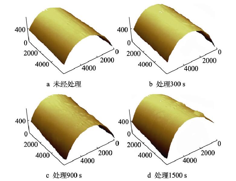 不同等離子體處理時(shí)間碳纖維的AFM圖像