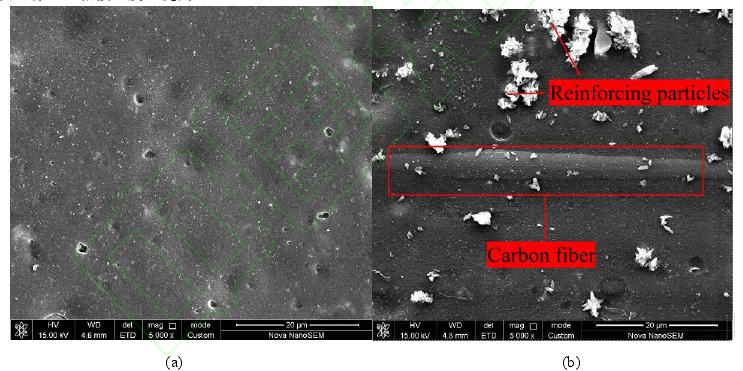 低溫等離子體處理前后復合材料表面 SEM 圖